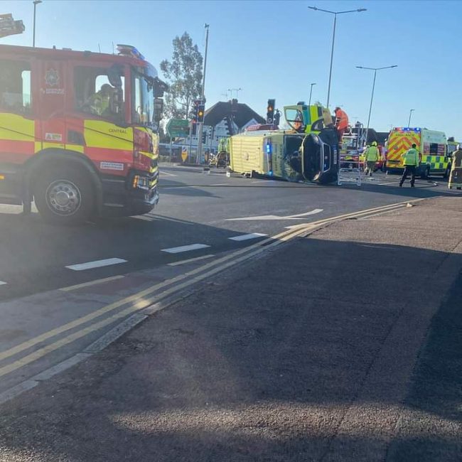 Leicester Time: AMBULANCE OVERTURNS FOLLOWING CRASH IN LEICESTER