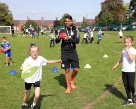 LEICESTER CITY PLAYERS JOIN SCHOOL CHILDREN FOR NATIONAL FITNESS DAY