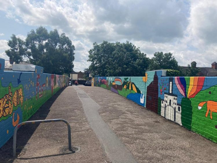 Leicester Time: Railway Bridge Gets Colourful Make Over to Stop People Trespassing on Tracks in South Wigston