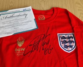 Leicester charity offers chance to win signed Sir Geoff Hurst England football shirt 